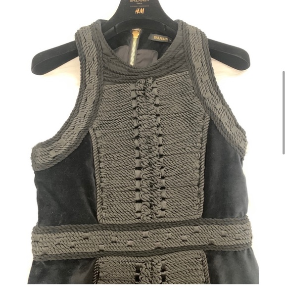 NWOT Balmain x H&M Black Velvet Rope Cocktail Dress Mini - Picture 6 of 11